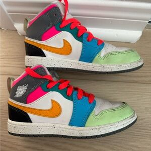 Nike Air Jordan 1 Mid SE Colorful Kids Sneakers 13.5